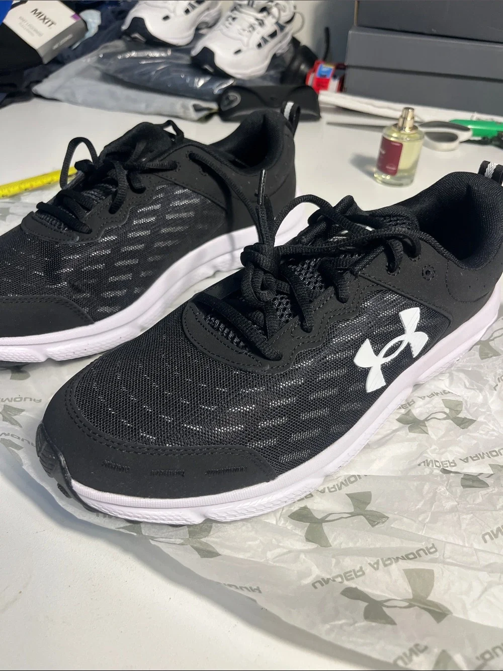 Under Armour Black and White Kids' Performance Sneakers